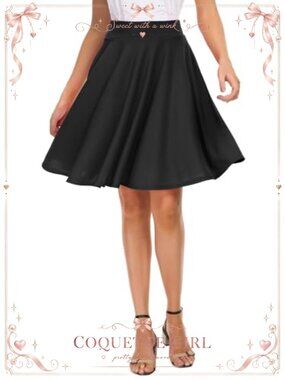 Women's Casual Stretchy Flared Midi Skater Skirt A-Line Pleated